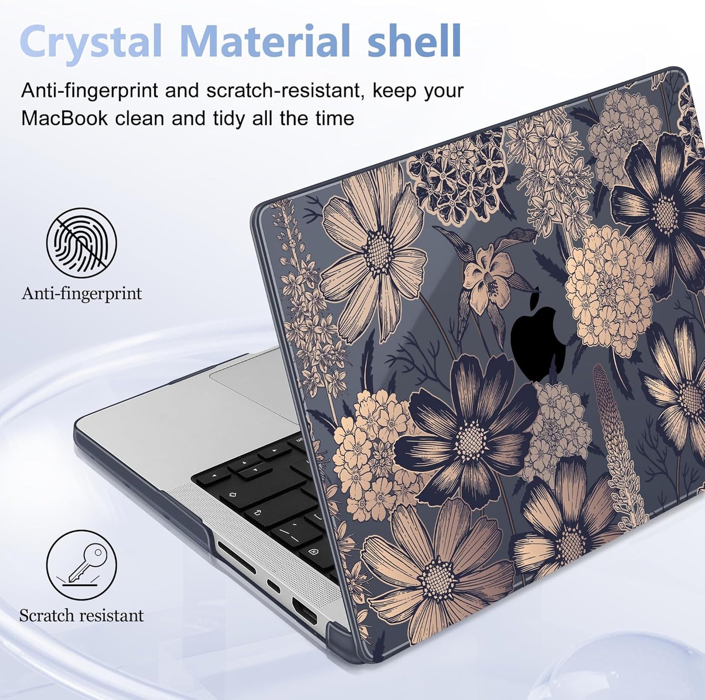 for MacBook Pro 16 inch Case 2021 2022 2023 2024 Release A3186 A3403 M4 A2991 M3 A2780 M2 A2485 M1 Pro/Max, Hard Shell Case with Screen Protector & Keyboard Cover, Spring Floral