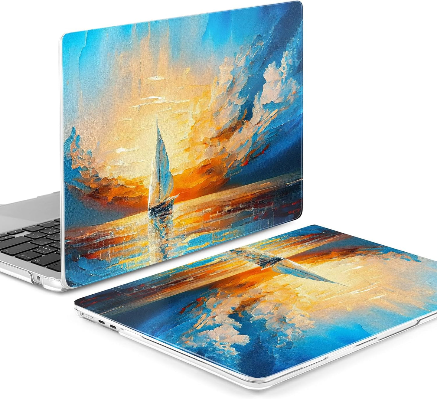 Batianda Premium Case for New MacBook Air 15 inch 2025 M4 2024 2023 with M3 M2 Chip Model A3114 A2941, Designed Protective Plastic Hardshell & Keyboard Cover & Screen Protector, Sail