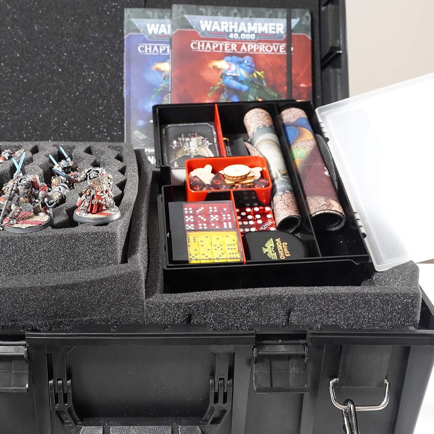 BCW Prime X4 Gaming Box | Playing Card Storage Box for Decks and Game Accessories, Includes Removable Dividers and Dice Trays | Trading Card Storage Box for Gaming (Standard)