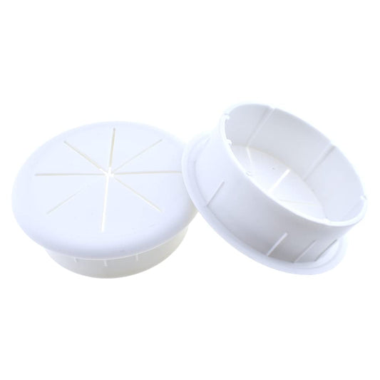 HAHIYO 2Pcs 2.4Inch/60mm White ABS Plastic Eight-petaled Desk Grommet Wire Grommet Cable Management Cord Hole Cover Desk Wire Hole Insert Wire Organizer for Computer Office Home School Equipment