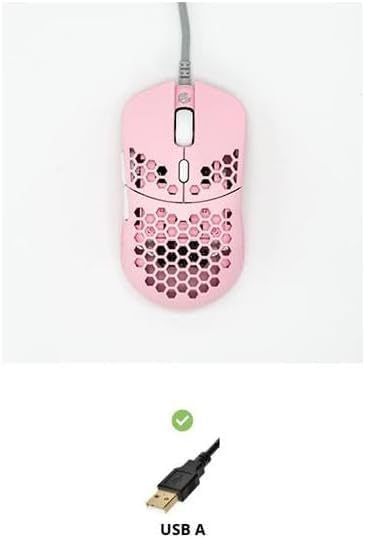 Gwolves Hati HTS Lightweight Honeycomb Wired Gaming Mouse,~52g,3389 Sensor,16,000 DPI, Low Latency,Anti-Interference,6 Programmable Buttons,On-Board Memory,PC/Mac and Laptop (Pink, HTS - Small)