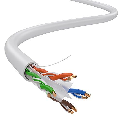 Dripstone CAT6 Ethernet Cable 1000ft Bulk Network LAN Wire 23AWG Solid CCA UTP 550MHz High-Speed Internet Cable Gaming, Streaming, Office, Home Use, Pull Box, Cat6 Bulk, Stable Connectivity - White