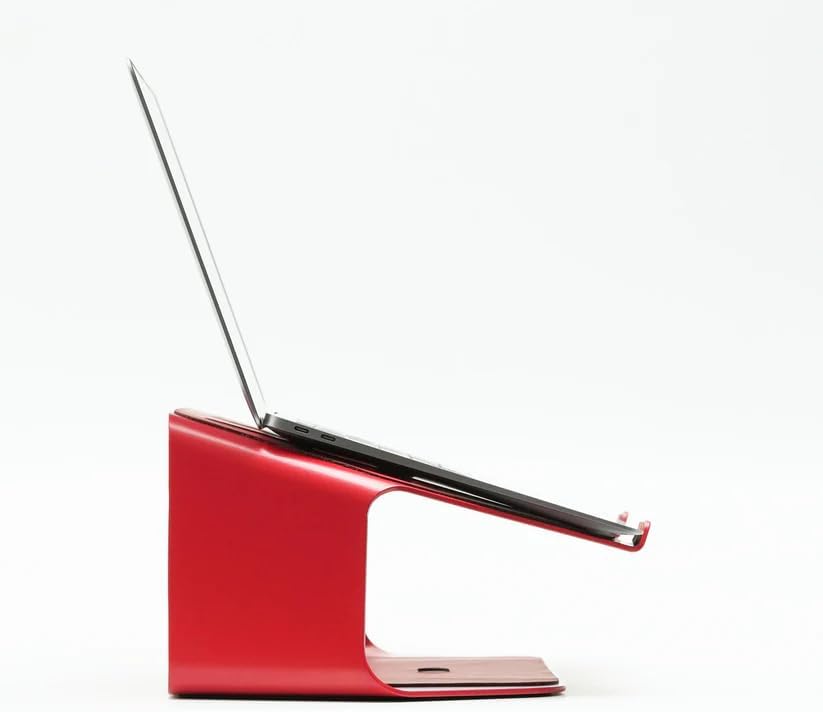 NUMIN Facet Laptop Station Red | Laptop Tabletop Stand Tall Height Ventilated | Sturdy Rust Free Metal Design | Anti Slip leatherite Surface | Compatible for MacBook, HP, Dell, Lenovo