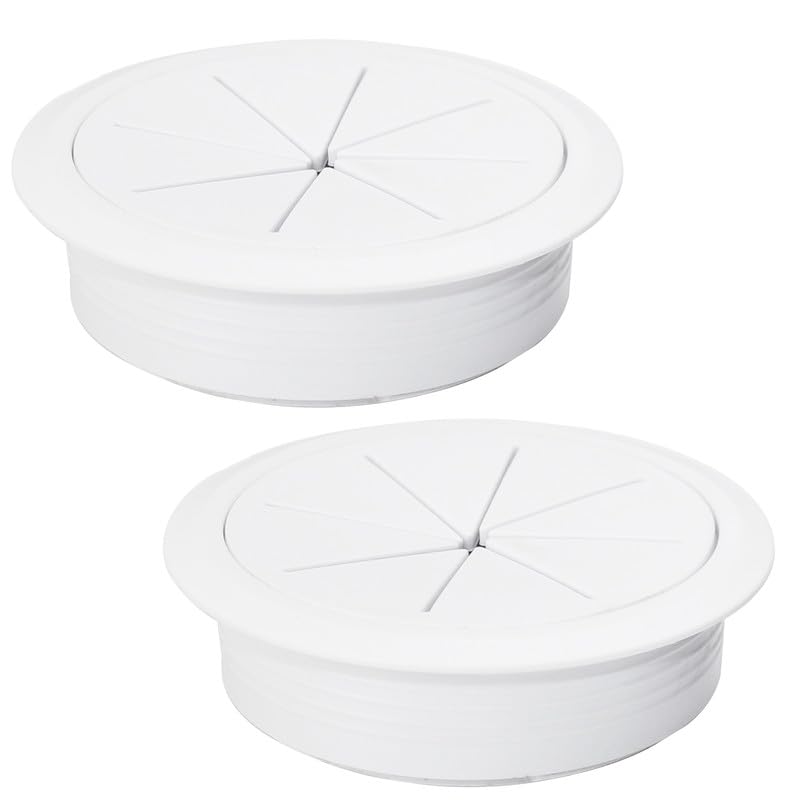 2 Pcs Desk Grommet 3-1/8" / 80 mm, Desk Hole Cover for Cables White, Cable Grommet ABS Plastic, Desk Hole Grommet for Home & Office Pc, Detachable Cable Cord Organizer