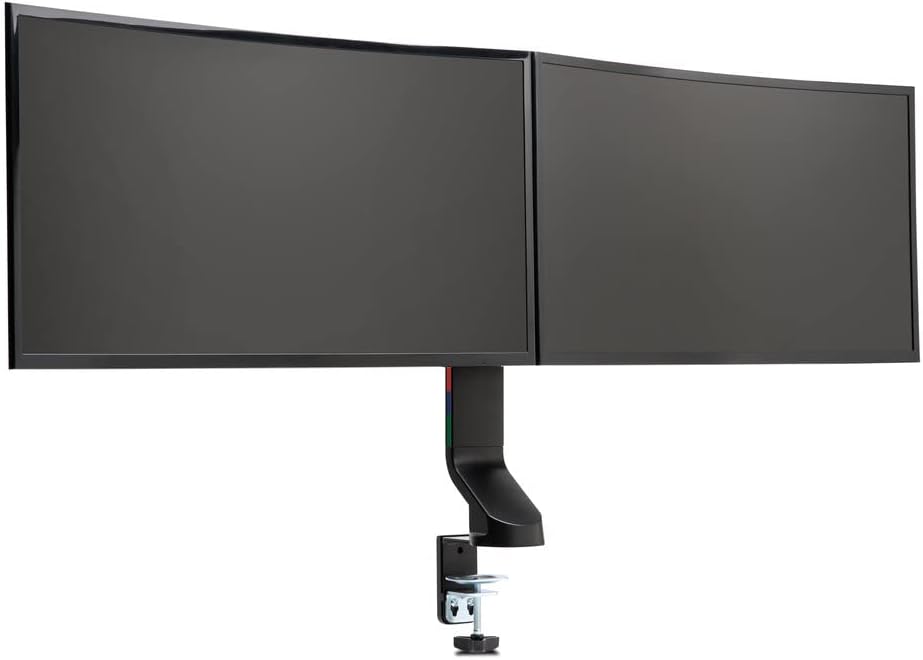 Kensington Dual Monitor Mount for Desk, C-clamp Vesa Monitor Stand Fits 2 Ultrawide Monitors Up to 27 Inches, Low Profile Stand, Height Adjustable Rotating Free Standing Arm, Black