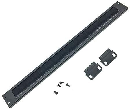 Jingchengmei 1U Disassembled Rack Mount Cable Management Panel with Brush for Cable Entry for 19-Inch Rack or Cabinet Black (BF01UAB2) (Pack of 2)