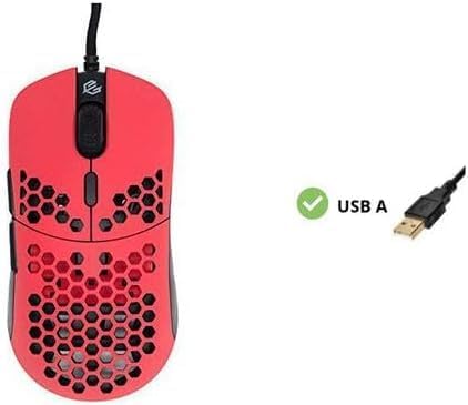 G-Wolves Hati HTM/HT-M Medium 56g Ultra Lightweight Honeycomb Wired Gaming Mouse, PixArt 3389 Sensor 16000 DPI, 6 Programmable Buttons, Low Latency, for PC/Mac (Faze Red)