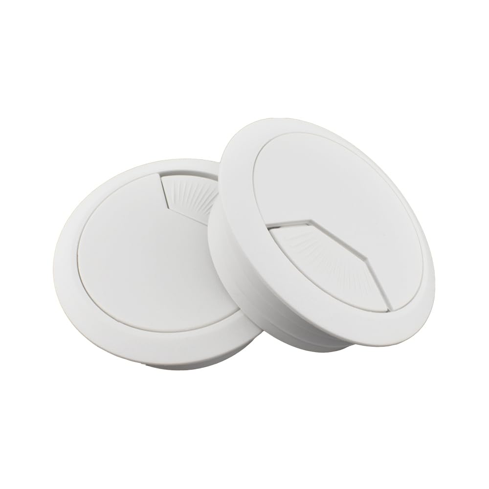 HAHIYO 2Pcs 2Inch/50mm White ABS Plastic Sector-shaped Desk Grommet Wire Grommet Cable Management Cord Hole Cover Desk Wire Hole Insert Wire Organizer for Computer Office Home School Equipment Systems