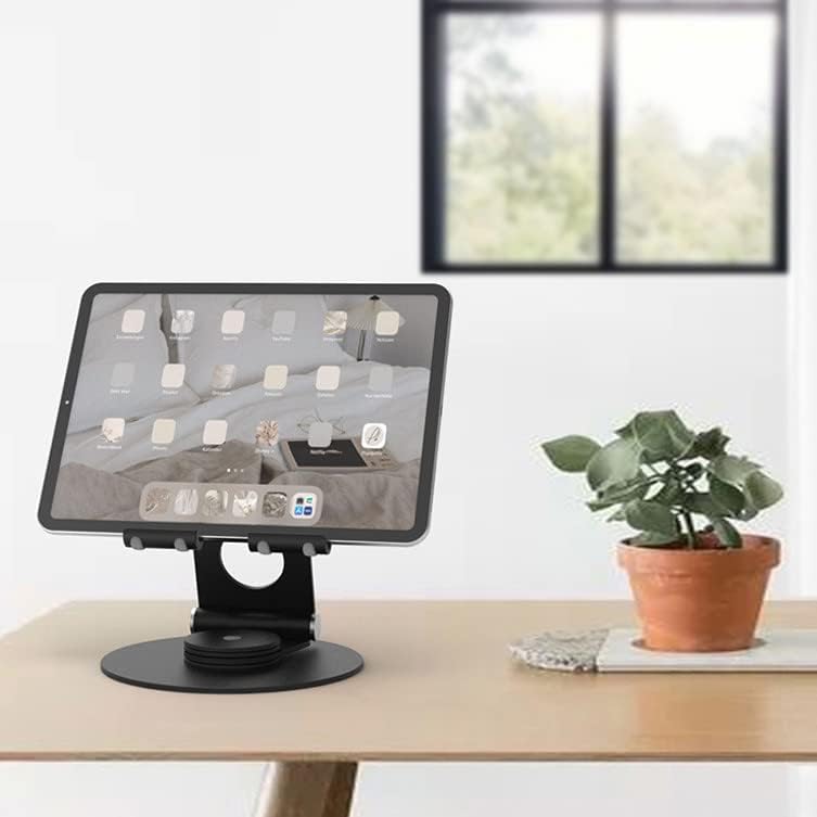 KABCON Swivel Tablet Stand, Aluminum Portable 360°Rotating Holder for Desk,Business,Kitchen,Desktop,Table Stand for iPad Pro 9.7,10.5,12.9/Air Mini,Tab,Fire,Nexus,E-Reader-Black