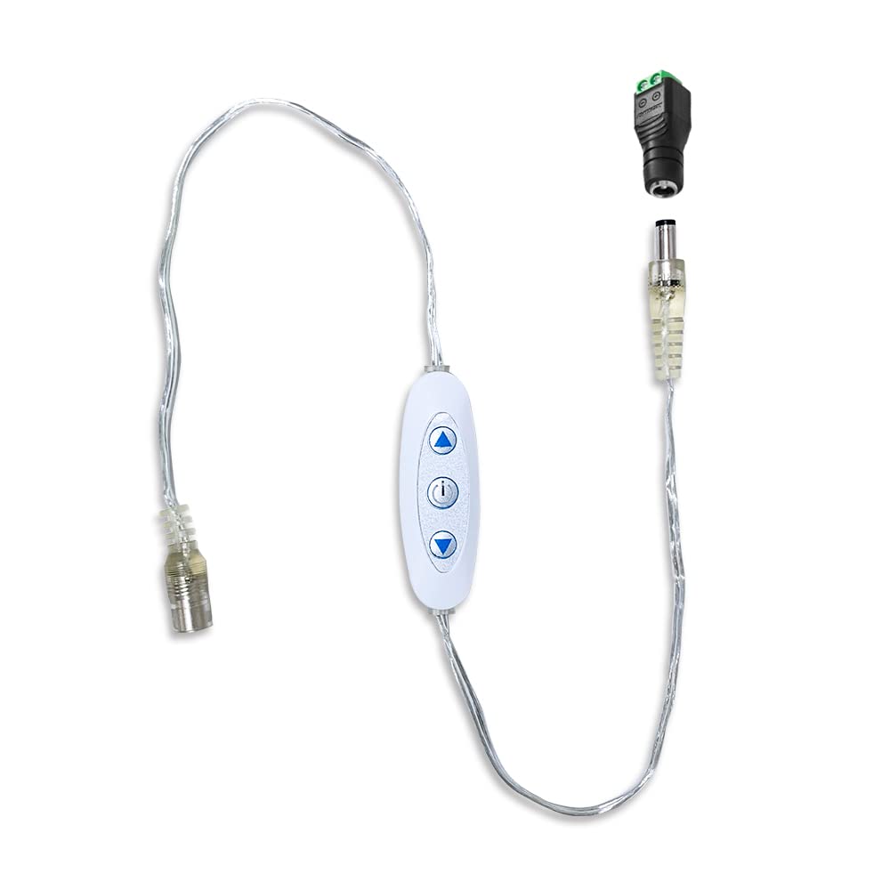 12V DC Sensitive Dimmer Switch for Led Light, Unique Female Male Led Dimmer Controller with 1 Female Power Jack Adapter, Brightness Adjustable for LED Strip Light, Neon Light, Neon Sign