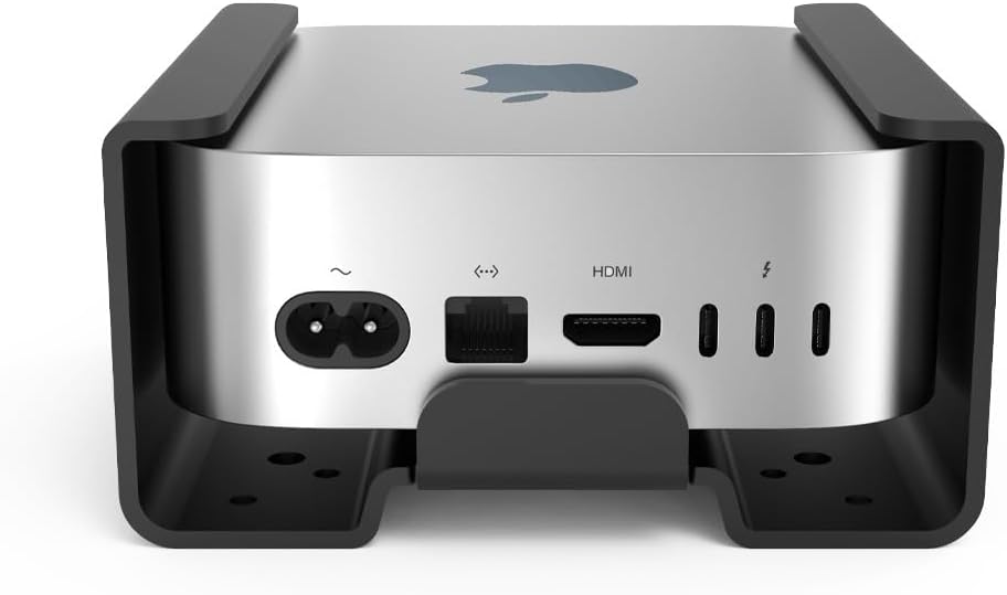Mac mini M4 2024 Secure Mounting Bracket with Integrated Lock Head, Anti-Theft Steel Holder with Keyed Lock for Offices, Schools, and Public Spaces - Black