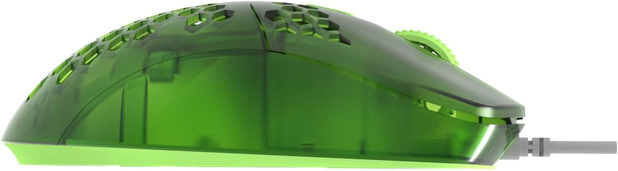 G-Wolves Hati HTM 56g Honeycomb Mouse, PixArt 3389 16000DPI, 6 Programmable Buttons, Low Latency, for Esports (Emerald Green)