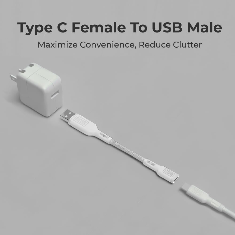 BLACK+DECKER USB C to USB Adapter [2 Pack], Type C Female to USBA Male OTG Cable USBA to USBC Adapter Apple Compatible with MacBook Pro/Air, iPhone 16/15 Series, Samsung Galaxy S24/S23/S22, White