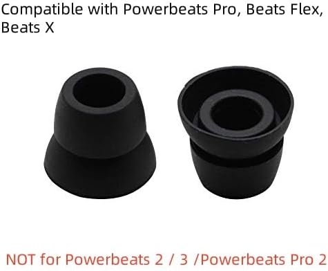 8 Pairs Replacement Silicone Earbuds Tips for Powerbeats Pro & Beats Flex/BeatsX Headphones, 4 Sizes Soft Flexible Noise Reduction Eartips Compatible with Beats Flex Earbuds Replacement Tips (Black)