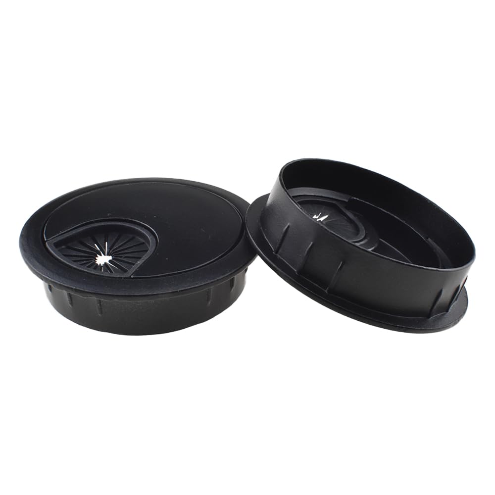 HAHIYO 2Pcs 2Inch/50mm Black Zinc Alloy Desk Grommet Wire Grommet Cable Management Cord Hole Cover Desk Wire Hole Insert Wire Organizer for Computer Office Home School Equipment Systems