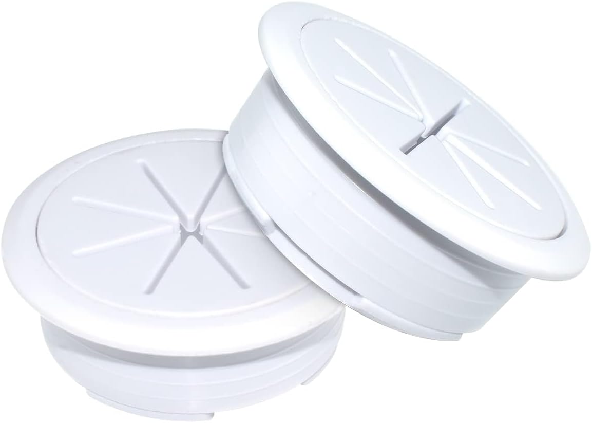 Aifeier ET 2PCS Desk Grommet 2 Inch/50mm Rubber Cable Wire Grommet Cable Hole Cover for Managing and Hiding Office PC Desk Cable Cord (White)