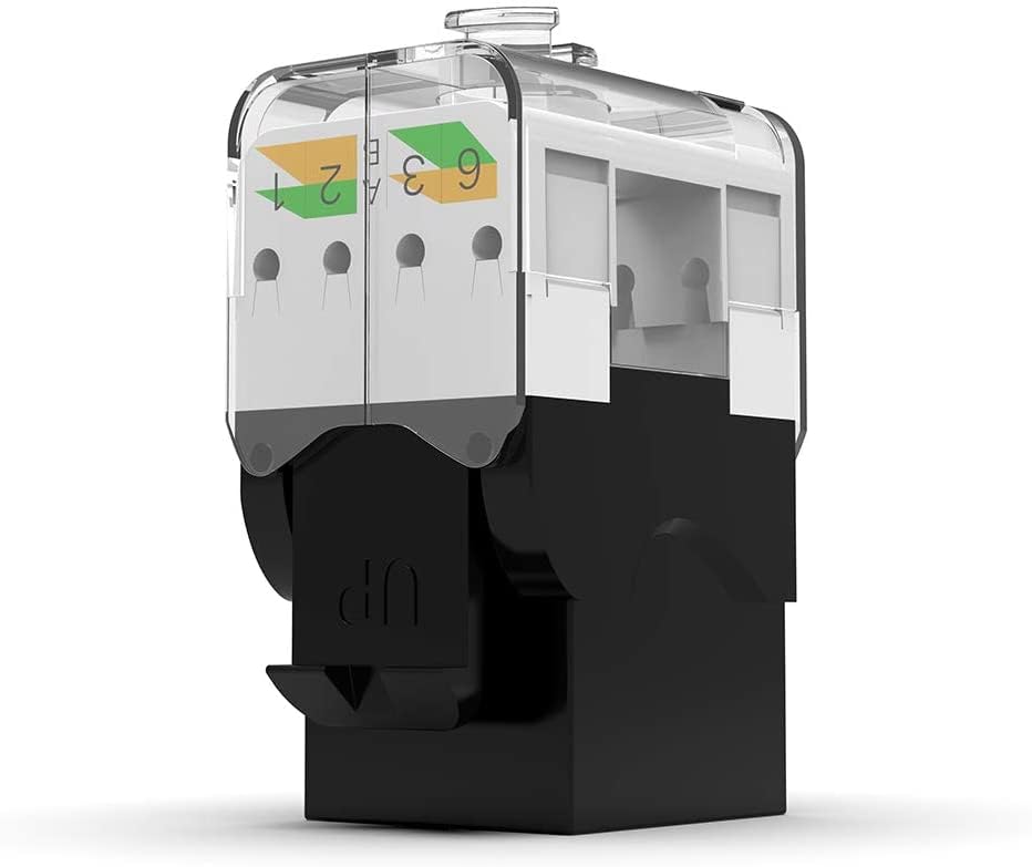 AMPCOM CAT6 Keystone Jack Tool-Less RJ45 UTP, No Punch-Down Tool Required Module Coupler 12-Pack Black