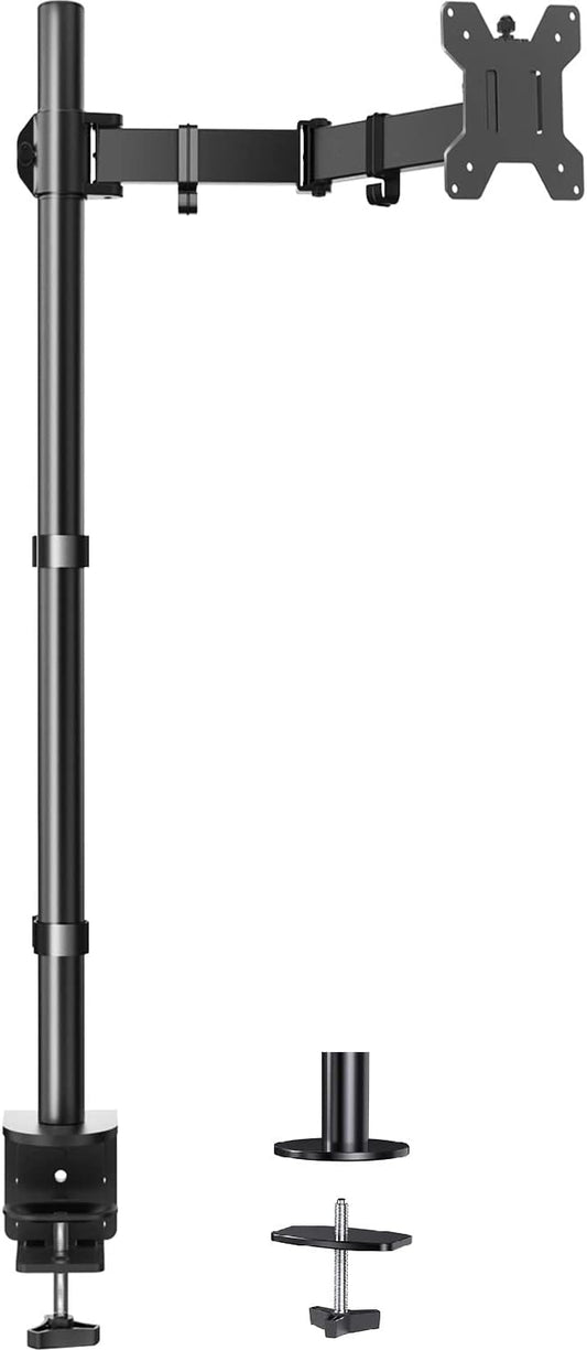 HUANUO Monitor Arm Desk Mount, Fully Adjustable Stand Computer Mount for 13-32 In Screen, Ultra Wide Screen to 38In, Single Extra Tall 39 Inch Monitor Stand Holds up to 22lbs with C Clamp/Grommet Base