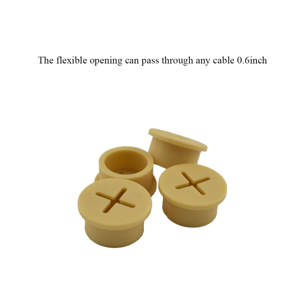 HAHIYO 4Pcs 0.8Inch/20mm Yellow Flexible Rubber Desk Grommet Wire Grommet Cable Management Cord Hole Cover Desk Wire Hole Insert Wire Organizer for Computer Office Home School Equipment Systems