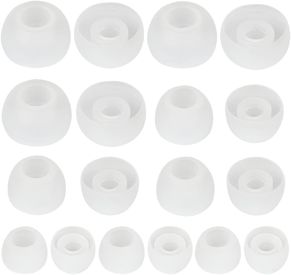 Earbud Tips - 9 Pairs Replacement Ear Tips Compatible With Powerbeats 2/3, LG, Samsung Earbuds - White