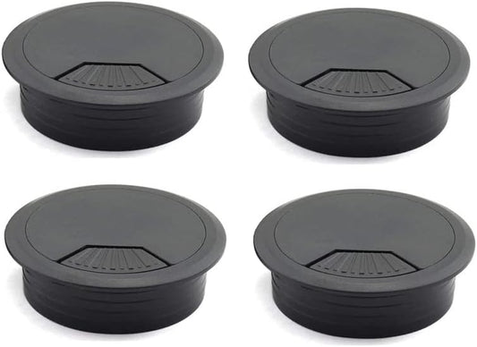4pcs 2 inch Desk Wire Cord Cable Grommets Hole Cover for Office PC Desk Cable Cord Organizer Plastic Cover Black (Black-4Pcs)