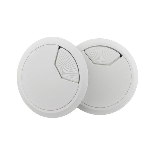 HAHIYO 2Pcs 3.15Inch/80mm White ABS Plastic Sector-Shaped Desk Grommet Wire Grommet Cable Management Cord Hole Cover Desk Wire Hole Insert Wire Organizer for Computer Office Home Equipment System