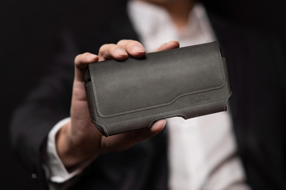 DeBin Case for Galaxy S25 S24 5G S23, S22, S21, S20, S10, S9, A10e, A01, Note 10, Cell Phone Belt Holster Clip Pouch Holder Cover (Fits Samsung with Case on) Pewter