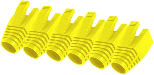 50 Pcs Cat7 Cat7A Cat8 Strain Relief Boot, RJ45 Plug Connector Cover Modular Network Plug Connector Cap Cable Connector Boots, Yellow