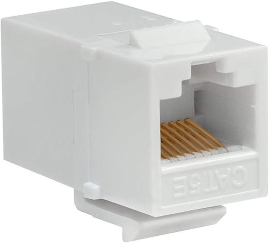 Cmple - Cat5e Inline Coupler Type Keystone Jack, Female to Female RJ45 Inline Coupler for Computer Networks, Laptops, Monitors - White