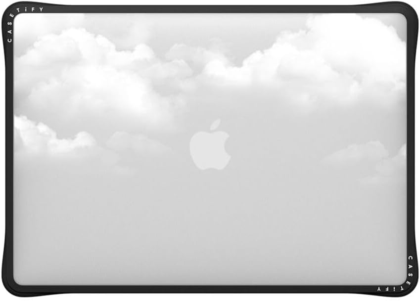 CASETiFY Impact MacBook Air 13" (M1/Intel) Case [Cushioned Impact Corners/Scratch-Resistant/Anti-Slip Grip] - Clouds - Clear Black
