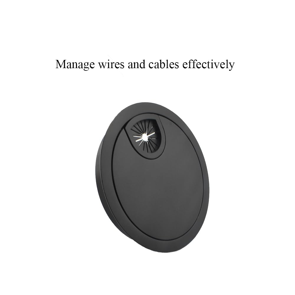 HAHIYO 1Pcs 3.15Inch/80mm Black Zinc Alloy Desk Grommet Wire Grommet Cable Management Cord Hole Cover Desk Wire Hole Insert Wire Organizer for Computer Office Home School Equipment Systems