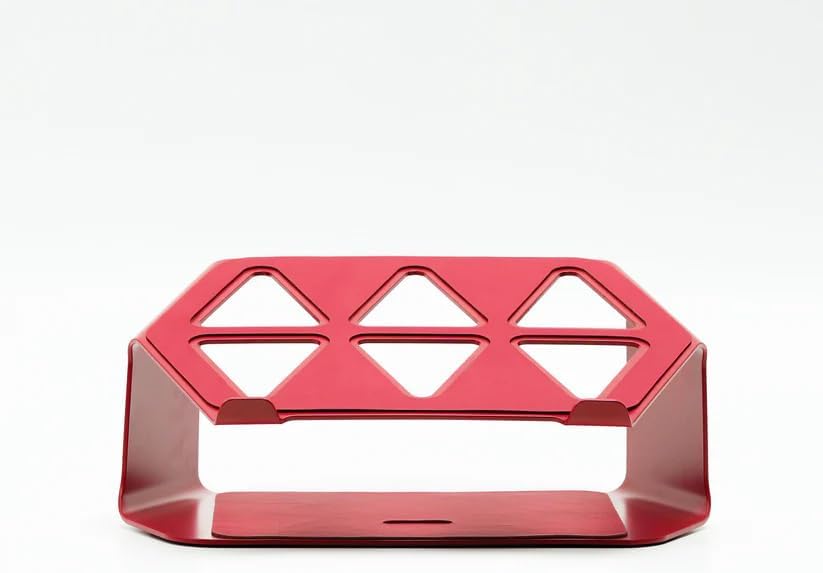 NUMIN Facet Laptop Station Red | Laptop Tabletop Stand Tall Height Ventilated | Sturdy Rust Free Metal Design | Anti Slip leatherite Surface | Compatible for MacBook, HP, Dell, Lenovo