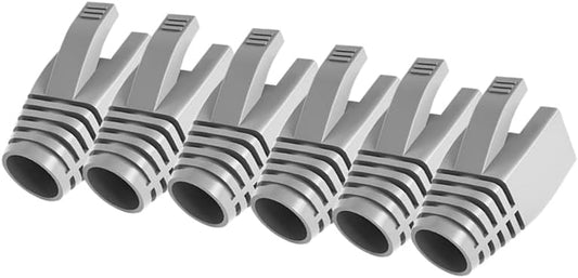 50 Pcs Cat7 Cat7A Cat8 Strain Relief Boot, RJ45 Plug Connector Cover Modular Network Plug Connector Cap Cable Connector Boots, Grey