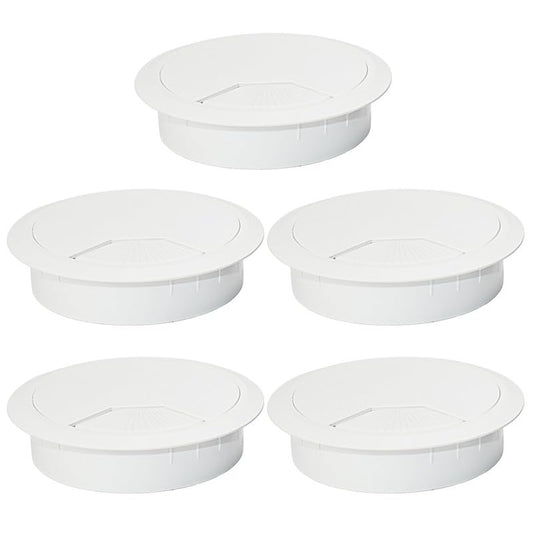 5 Pcs Desk Grommet 2-3/8" / 60 mm, Desk Cord Hole Cover, Cable Grommet ABS Plastic, Desk Hole Grommet for Home & Office Pc, Detachable Adjustable Cable Cord Organizer-White