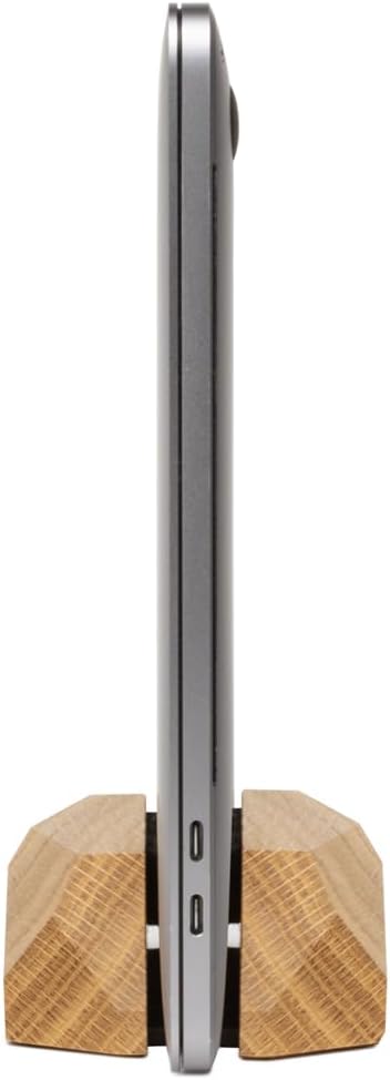 Oakywood Vertical Laptop Stand Wood - Adjustable Wooden Dock for Desk, Compatible with All MacBook Pro, MacBook Air, iPad, Handmade Oak Wood, Computer Stand, Laptop Holder