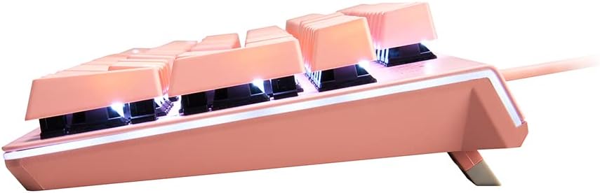 i-rocks K75M Illuminated Mechanical Keyboard, 104 Keys, PBT Keycaps, Backlit LED Light and Shortcut Keys - Programmable Light & Macro Recorder (Cherry MX Red Switch, Pink)