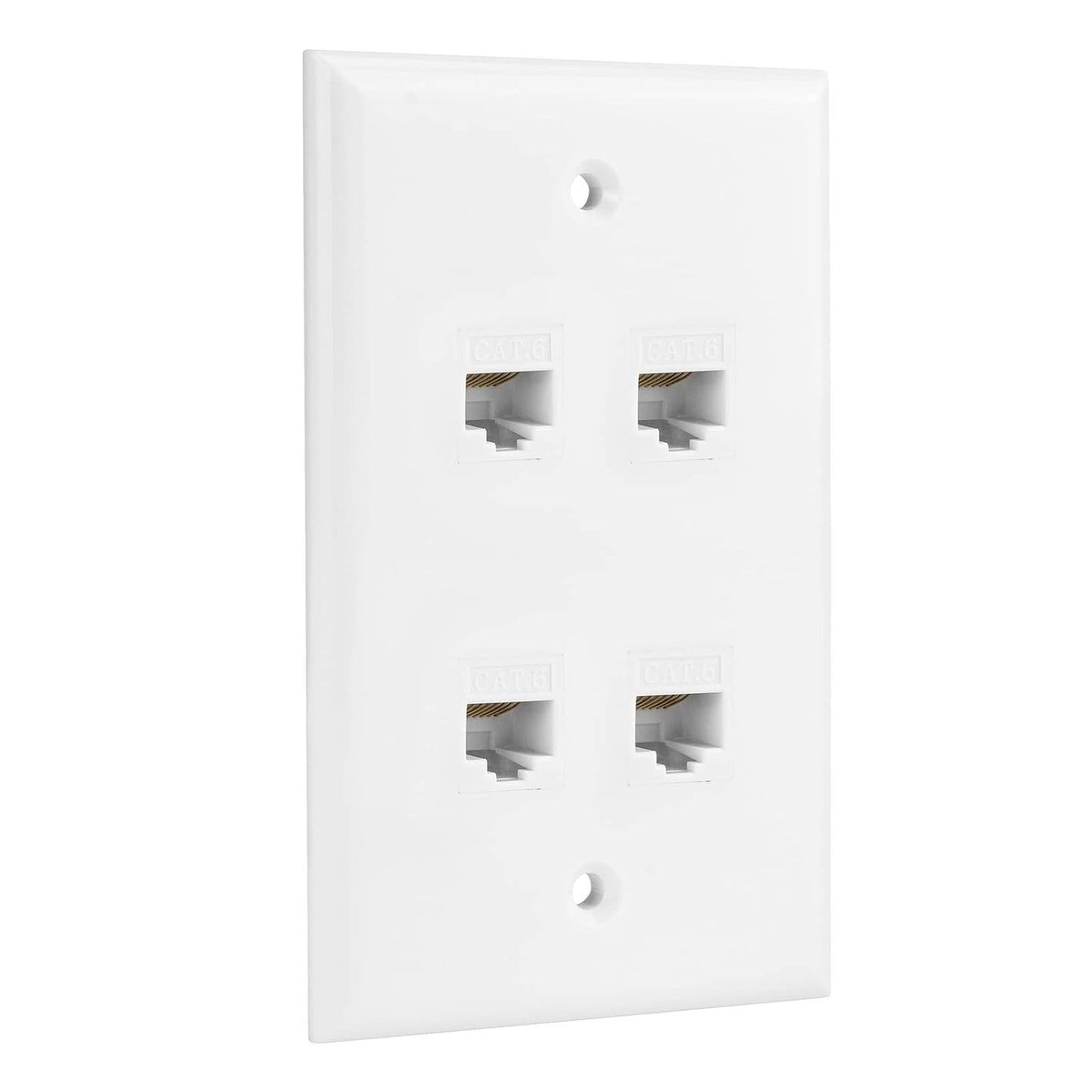 Ethernet Wall Plate, 4 Port Cat6 Female to Female Wall Jack Network RJ45 Keystone Wall Outlet