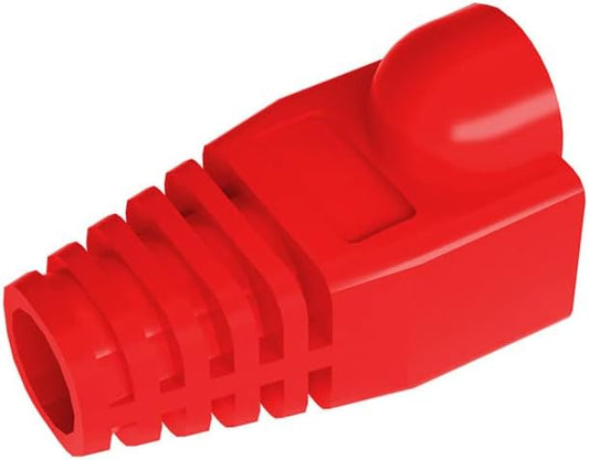 50 Pcs Cat5 Cat5E Cat6 Strain Relief Boot, RJ45 Plug Connector Cover Modular Network Plug Connector Cap Cable Connector Boots, Red