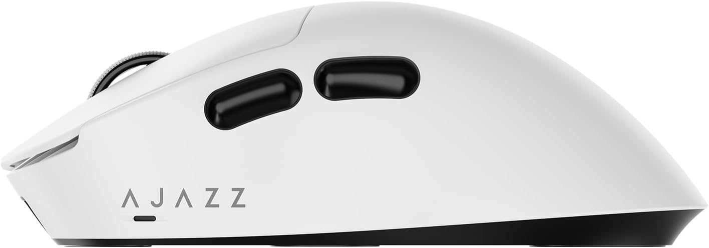 AJ179 V2 Triple Mode (2.4G/Wired/Bluetooth 5.2) Gaming Mouse, 12000 DPI, 56g Ultra-Light, Programmable 6 Buttons, 1000Hz Polling Rate, Ergonomic Right-Hand Design for Computer Laptop PC, White