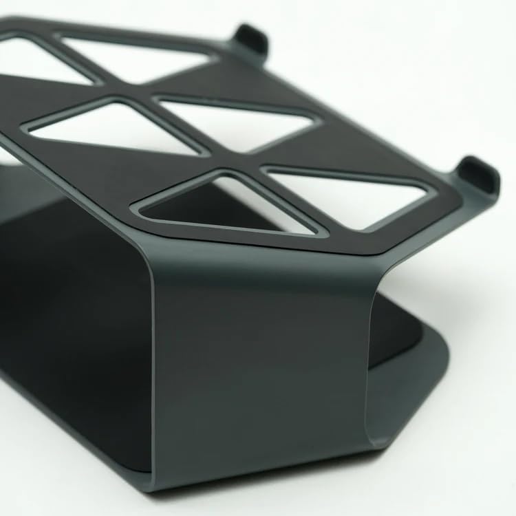 NUMIN Facet Laptop Station Graphite | Laptop Tabletop Stand Tall Height Ventilated | Sturdy Rust Free Metal Design | Anti Slip leatherite Surface | Compatible for MacBook, HP, Dell, Lenovo