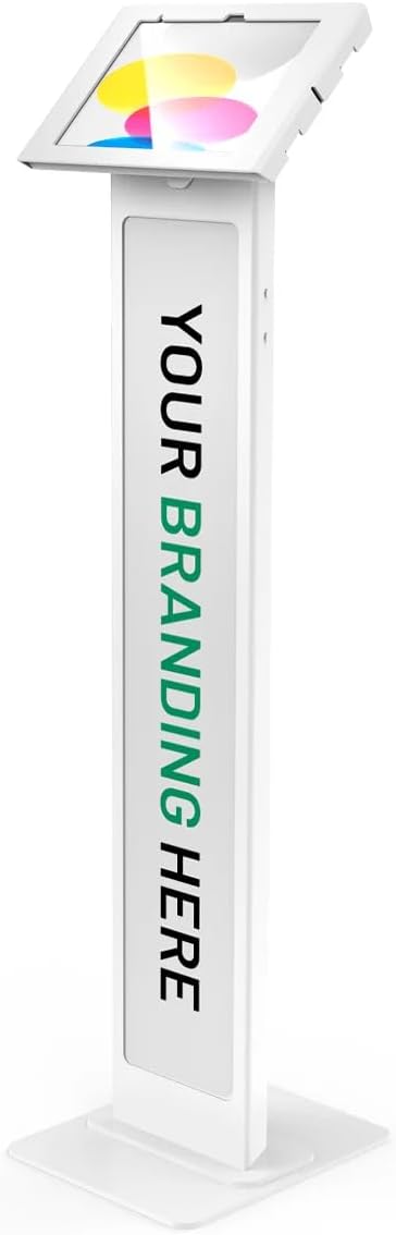 iPad 10th-11th (A16) Gen, Apex Enclosure Brandable Floor Stand - White