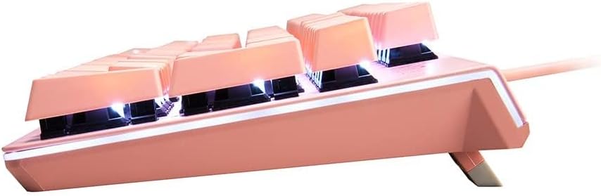 i-rocks K75M Illuminated Mechanical Keyboard, 104 Keys, with Cherry MX Switches, Backlit LED Light and Shortcut Keys - Programmable Light & Macro Recorder (Cherry MX Blue Switch, Pink)