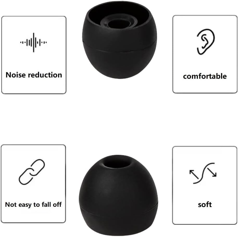 36 Pieces Small Earbud Tips Soft and Comfortable Silicone Earbud Tips Ear Bud Replacement Pieces Silicone Fit Most in-Ear Headphones，Inner Hole 3.8mm -5.5mm，Small Black Replacement Eartips
