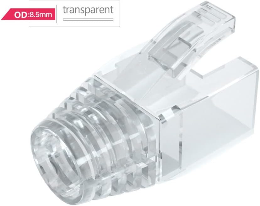 50 Pcs Cat7 Cat7A Cat8 Strain Relief Boot, RJ45 Plug Connector Cover Modular Network Plug Connector Cap Cable Connector Boots, Transparent