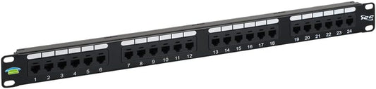 ICC Voice Patch Panel, UL Listed, Rackmount 6P6C 24 Port 1U 19-Inch Telephone Network Patch Panel with Rear UTP USOC Wiring 110 IDC Terminal Blocks for PBX and Business Phone Systems, Black