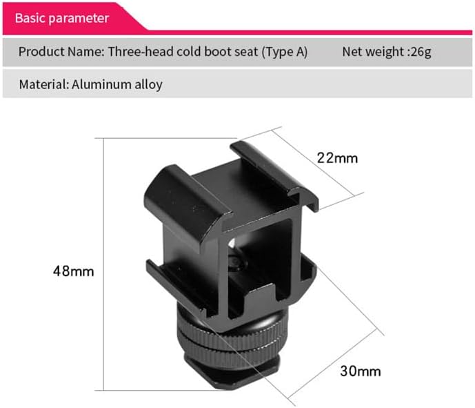 Aluminium Camera Hot Shoe Mount Adapter Video Accessory Triple Cold Shoe Bracket Lights, LED Monitors, Microphones, Audio Recorder & Studio Flash Video Camera