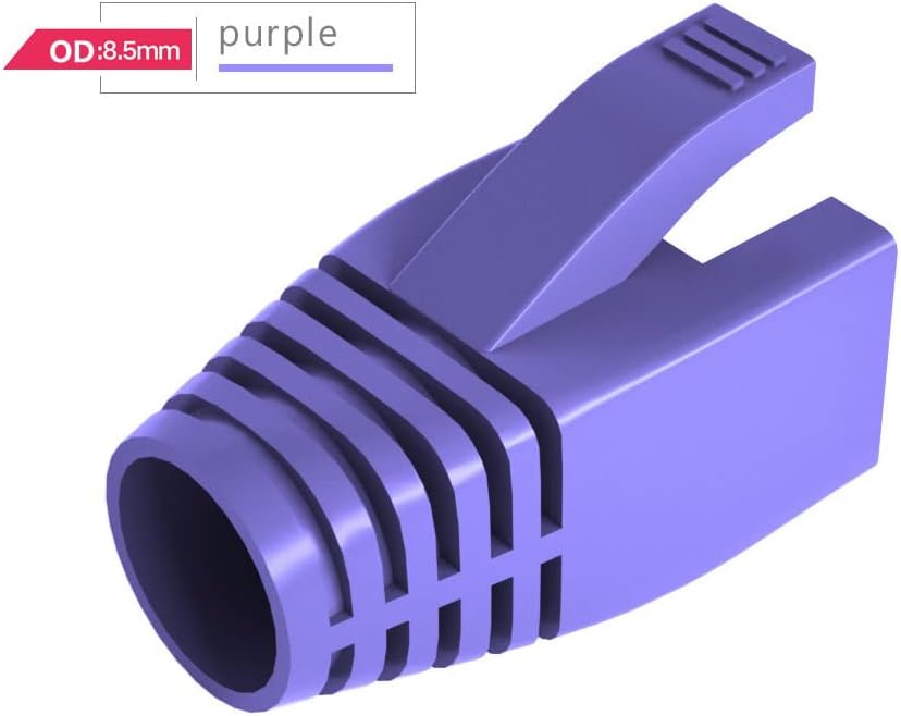 50 Pcs Cat7 Cat7A Cat8 Strain Relief Boot, RJ45 Plug Connector Cover Modular Network Plug Connector Cap Cable Connector Boots, Purple