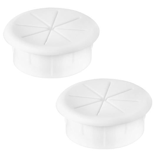 2" White Desk Grommet, JTemgle Flexible Cable Grommet Rubber Cable Hole Cover Wire Organizer Caps Desktop Cord Management for Home Office TV Stands Tabletops, 2 Pieces