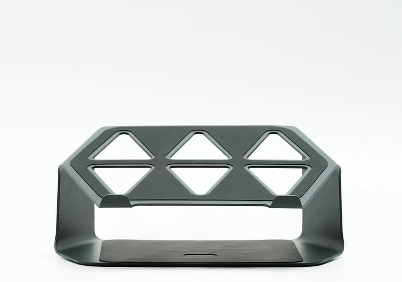 NUMIN Facet Laptop Station Graphite | Laptop Tabletop Stand Tall Height Ventilated | Sturdy Rust Free Metal Design | Anti Slip leatherite Surface | Compatible for MacBook, HP, Dell, Lenovo