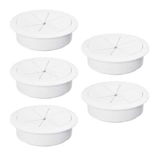 5 Pcs Desk Grommet 2-3/8" / 60 mm, Desk Hole Cover for Cables White, Cable Grommet ABS Plastic, Desk Hole Grommet for Home & Office Pc, Detachable Cable Cord Organizer